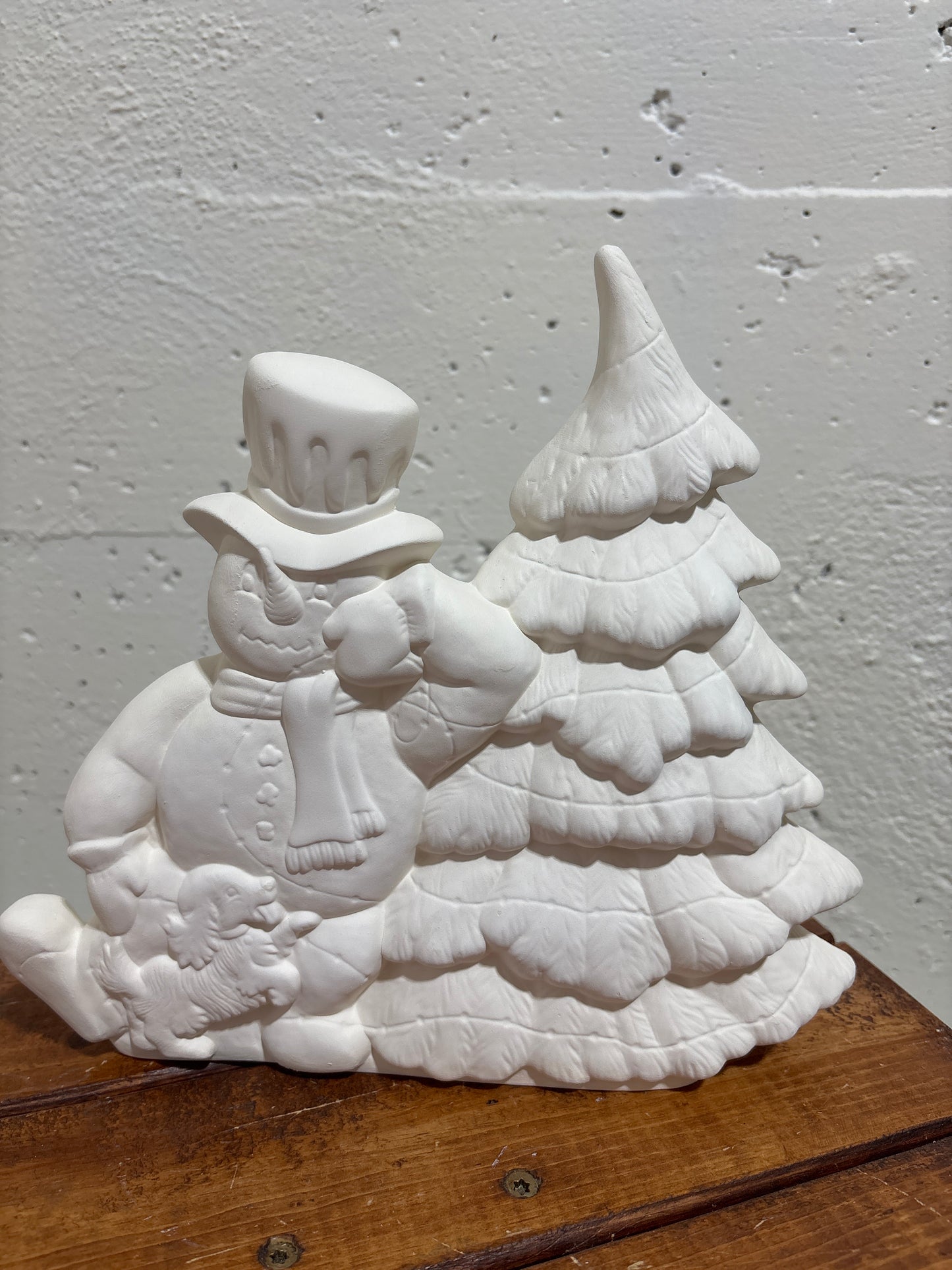 Snowman and Christmas tree ready to paint ceramic