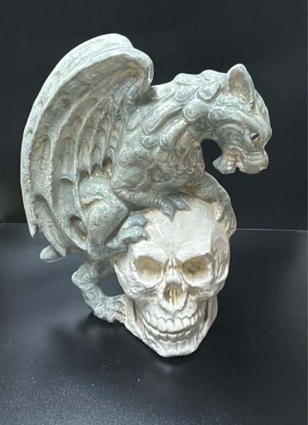 Dragon on Skull - Glaze Finished Ceramic Decor