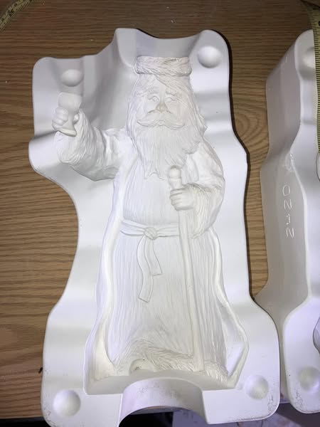 Never Poured Gare 2420 Carved Santa Clause w/ Chalice Ceramic Casting Mold lot# BL