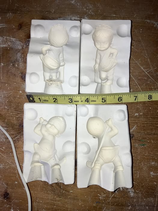 2 molds Albertas Diaper Babies Miss America Golfing Boy Ceramic Casting Mold