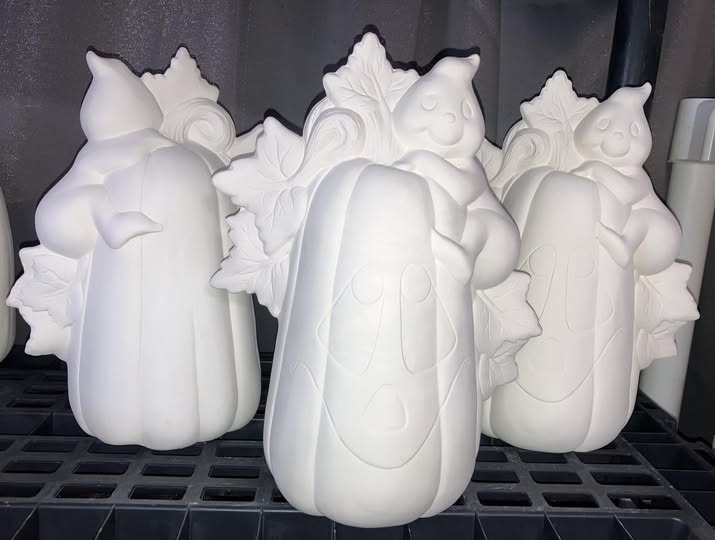 Pumpkin w Ghost Ready to Paint Ceramics