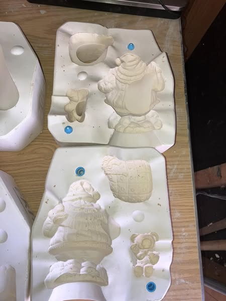 Mayco 991 Gumdrop Santa w/ Teddy Bear Ceramic Casting Mold lot#HK