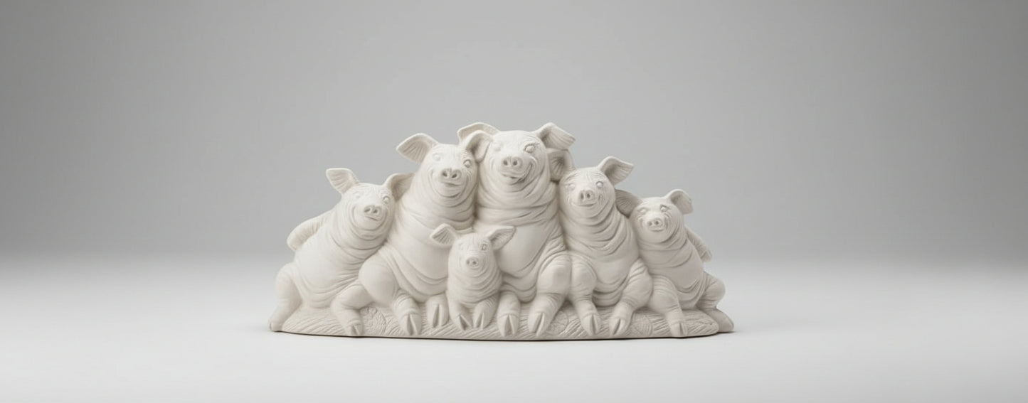 The Oink Family Lineup Ready to Paint Ceramics
