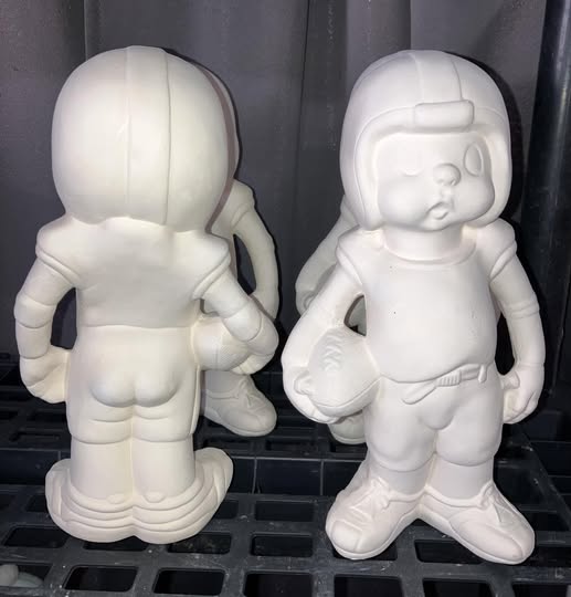 Football Player Ready to Paint Ceramics