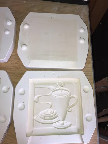 Clay Magic 1841 Coffee & Danish Tile Ceramic Casting Mold lot#HS