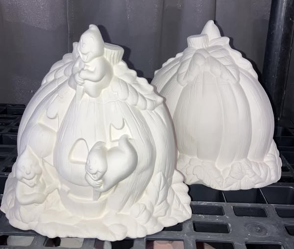 Ghosts Carving a Pumpkin Ready to Paint Ceramics