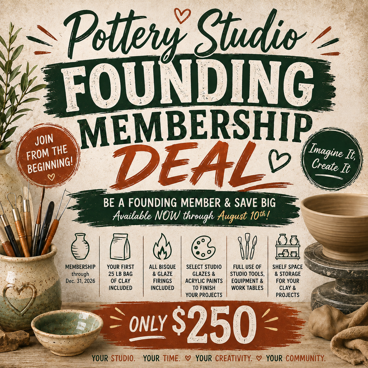 Founding Pottery Studio Membership Deal