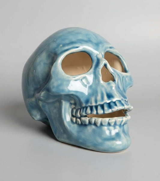 π Pirate Sea Blue Skull Hand Casted Human Size Ceramic