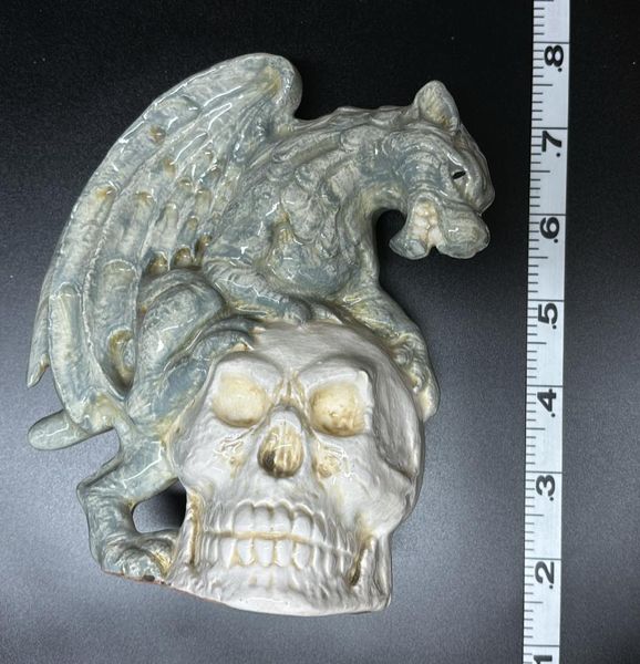 Dragon on Skull - Glaze Finished Ceramic Decor