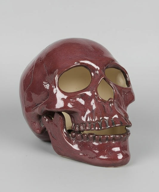 π Burnt Red Skull Hand Casted Human Size Ceramic