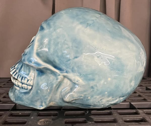 💀 Pirate Sea Blue Skull Hand Casted Human Size Ceramic