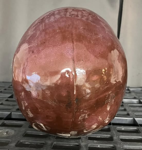 π Burnt Red Skull Hand Casted Human Size Ceramic