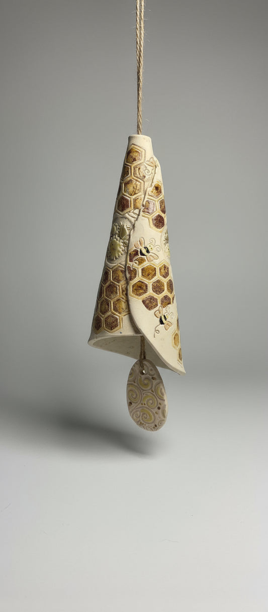Bee Sunflower Bell Hand Made Pottery Bell