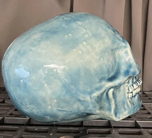 💀 Pirate Sea Blue Skull Hand Casted Human Size Ceramic