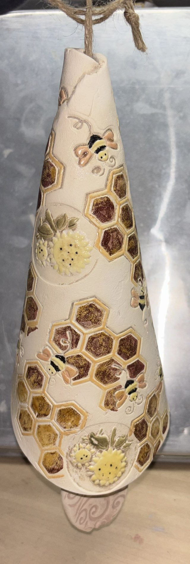 Bee Sunflower Bell Hand Made Pottery Bell