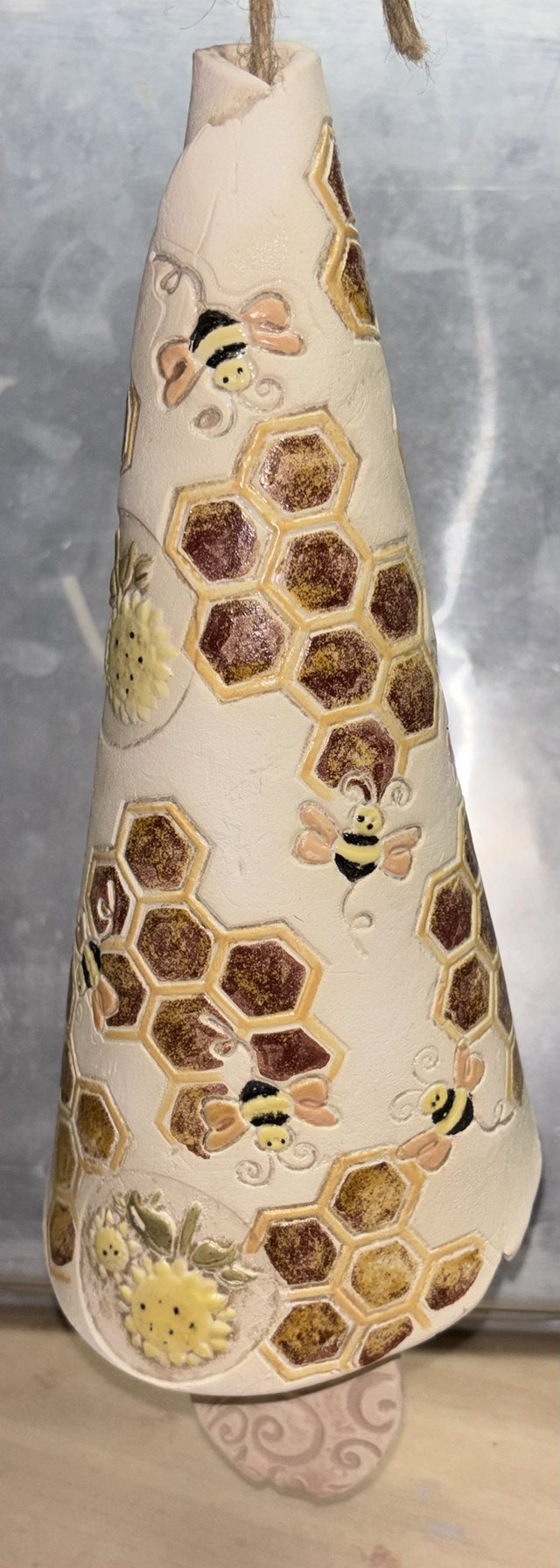 Bee Sunflower Bell Hand Made Pottery Bell