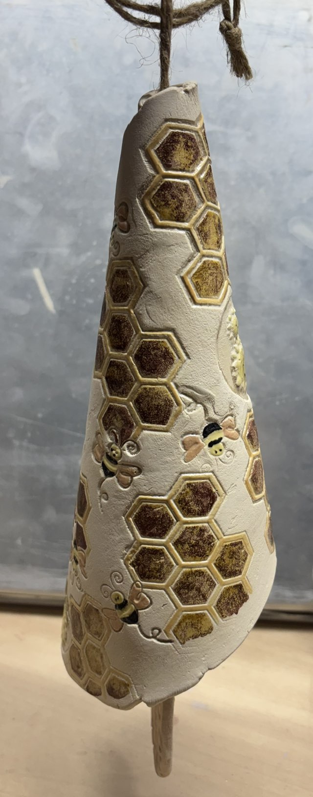 Bee Sunflower Bell Hand Made Pottery Bell