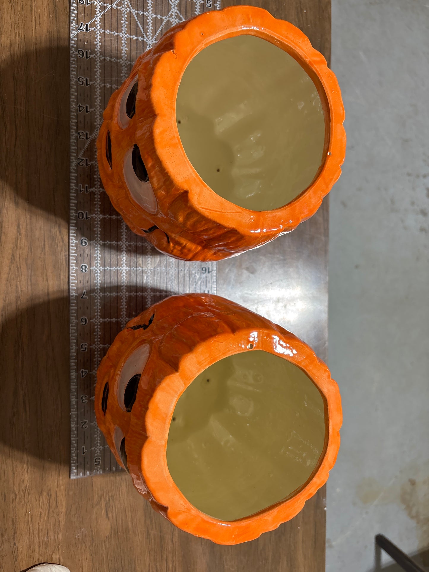 Clay’s finished ceramic pumpkin planters
