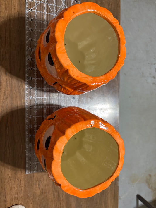 Clay’s finished ceramic pumpkin planters