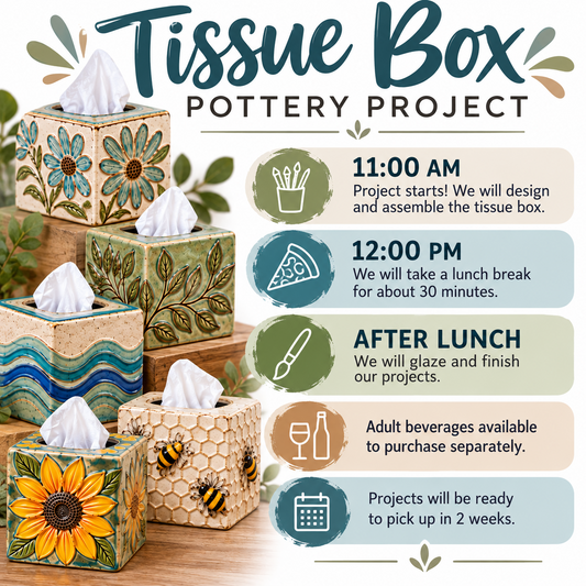 November 14th Tissue Box Cover Pottery & Pizza