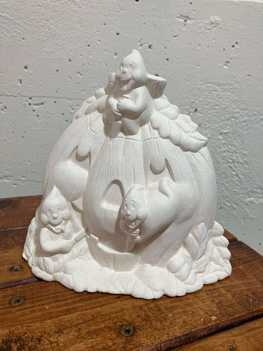 Ghost carving pumpkin ready to paint ceramics