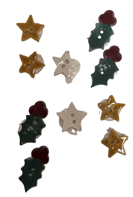 (10) Buttons Kiln Fired & Glaze Fired Pottery