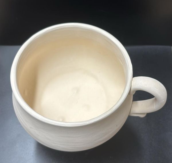 Casted & Carved  Soup - Coffee Mug  Unpainted  Earthenware-Lowfire Ready to Paint Ceramics