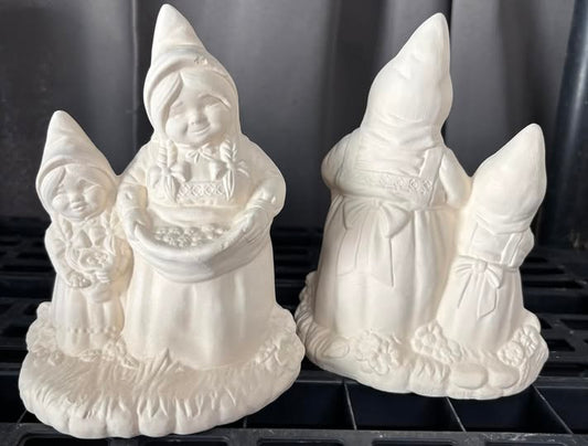 Mother Daughter mini Gnome Ready to Paint Ceramics