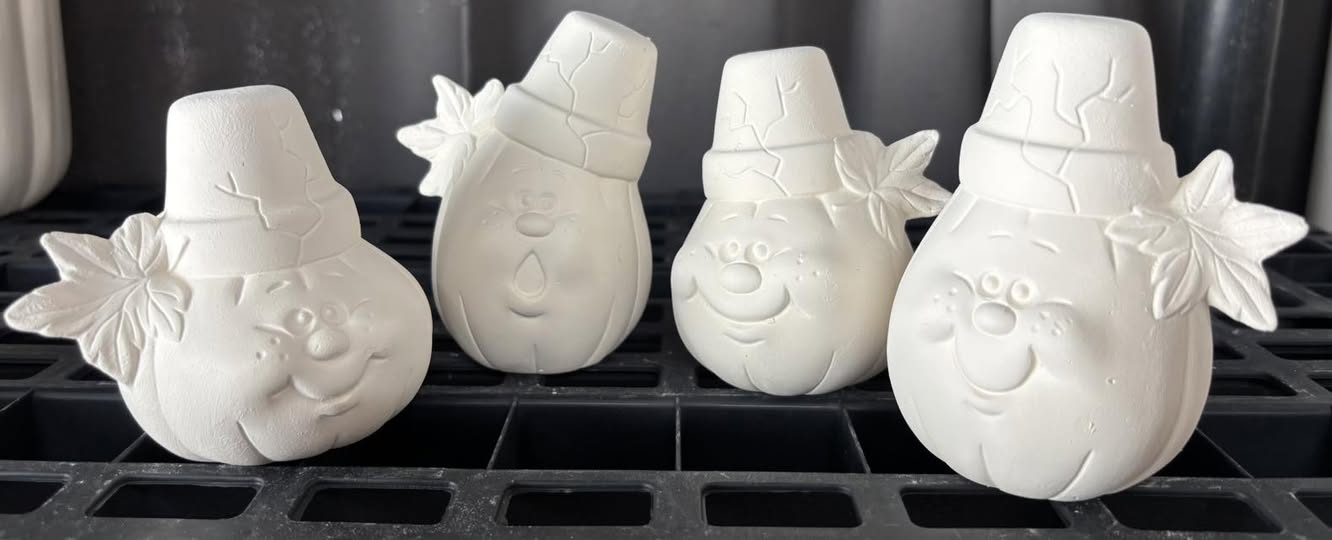 Set of 4 Crack Pot Pumpkins Ready to Paint Ceramics