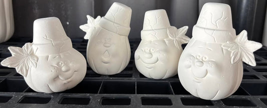 Set of 4 Crack Pot Pumpkins Ready to Paint Ceramics