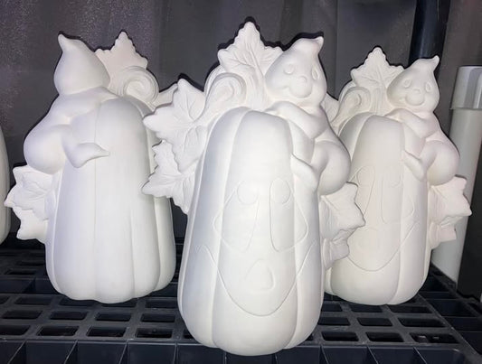 Pumpkin w Ghost Ready to Paint Ceramics