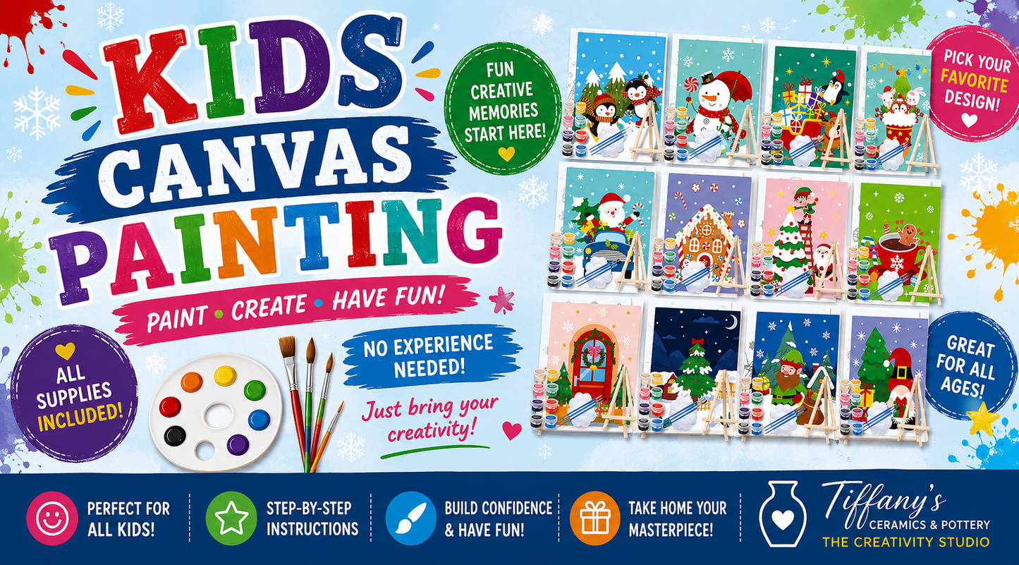 December 11th Friday @ 1pm Kids Christmas Canvas Painting Class