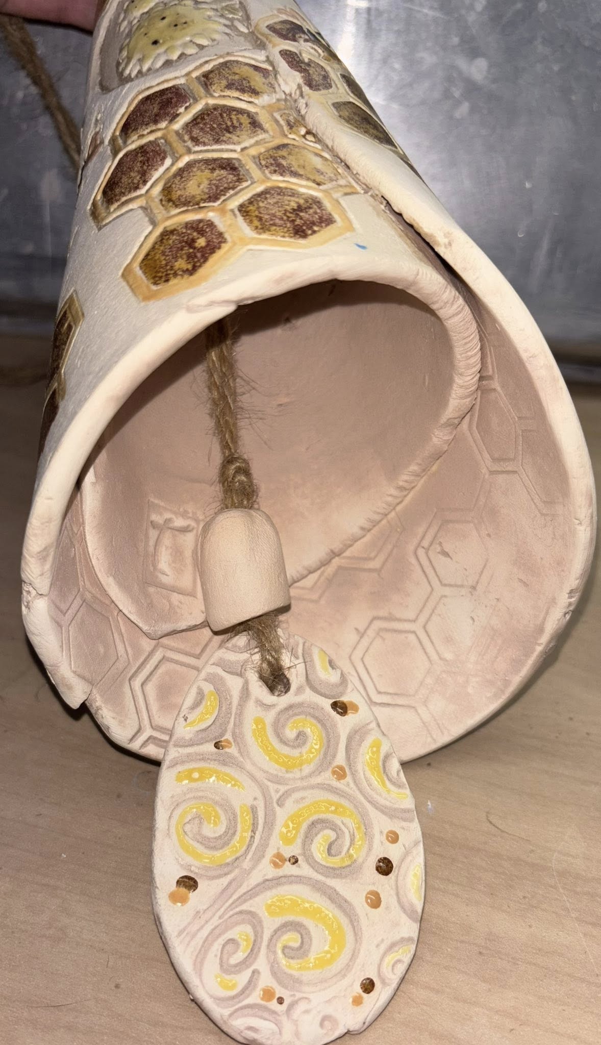 Bee Sunflower Bell Hand Made Pottery Bell
