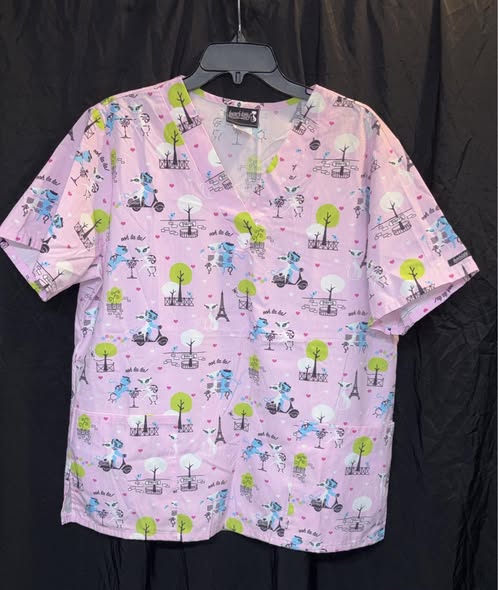 French Kitty size large Scrub Top