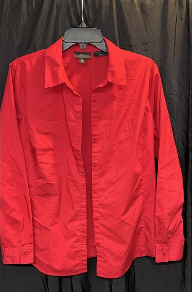 Worthington size 14 stretch Red button up collar shirt, long sleeve