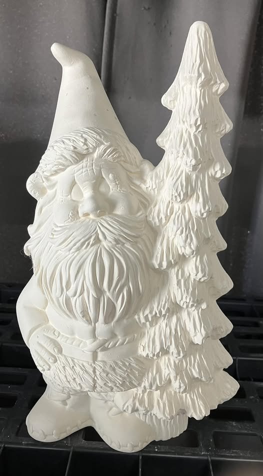 Gnome or Santa w Tree on Right Ready to Paint Ceramics