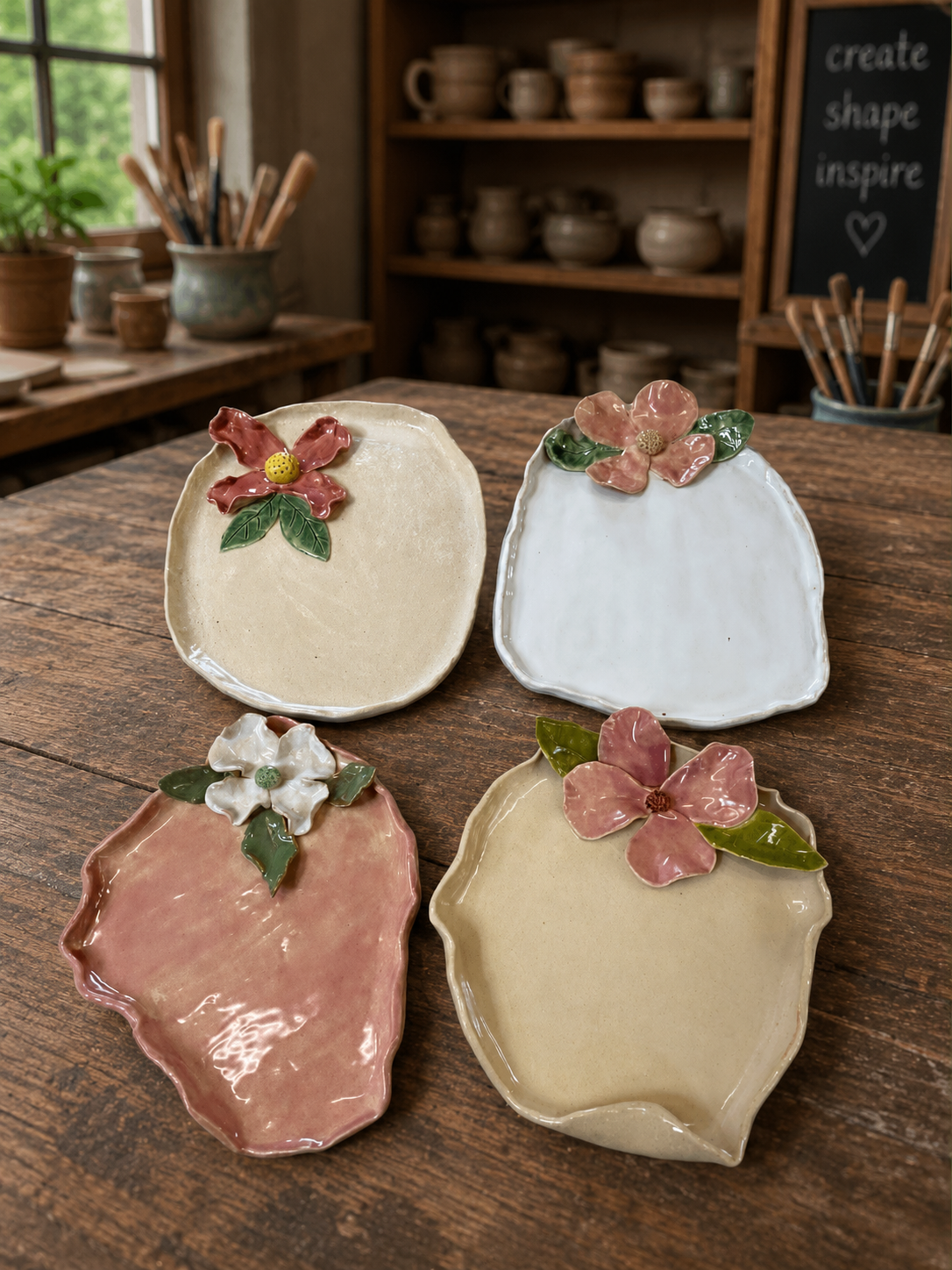 August 7th @ 1pm Kids Floral Tray Pottery Class 🌸