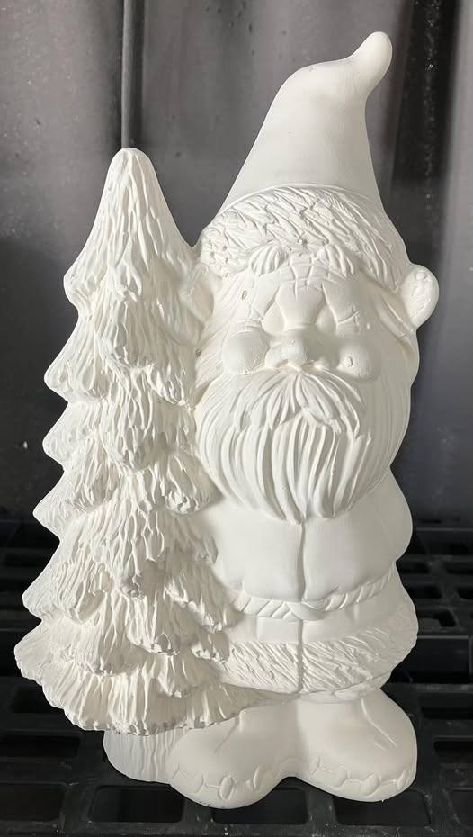 Gnome or Santa w Tree on Left Ready to Paint Ceramics