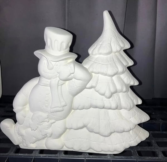 Frosty Decorating the Christmas tree Ready to Paint Ceramics