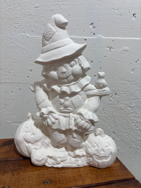Scarecrow and pumpkins ready to paint Ceramics