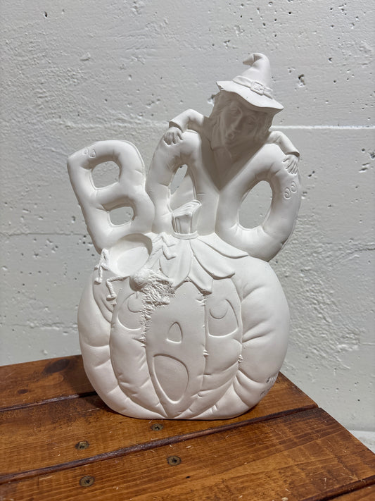 Boo witch and pumpkin ready to paint Ceramics