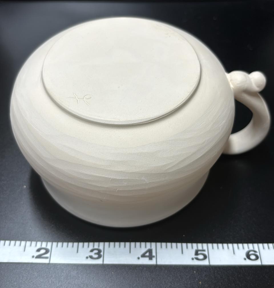 Casted & Carved  Soup - Coffee Mug  Unpainted  Earthenware-Lowfire Ready to Paint Ceramics