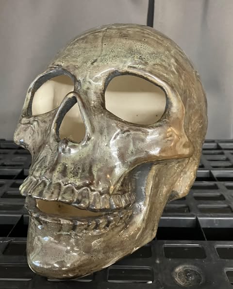 💀 Burnt Moss Skull Hand Casted Human Size Ceramic