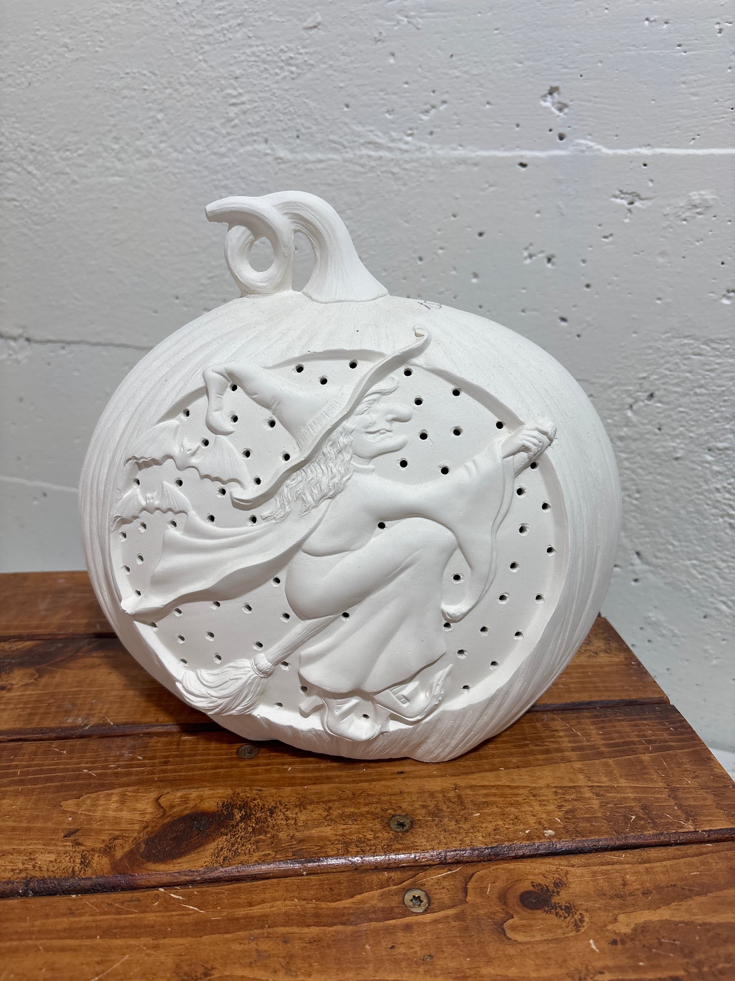 Large pumpkin, witch - lightable ready to paint ceramic