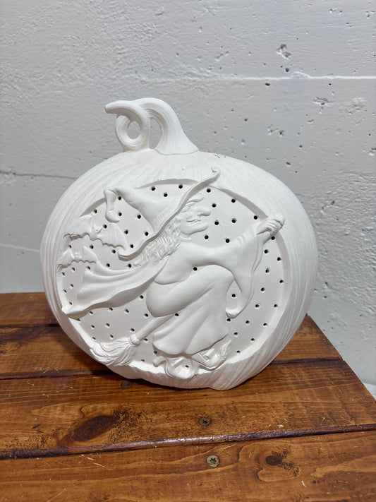 Large pumpkin, witch - lightable ready to paint ceramic