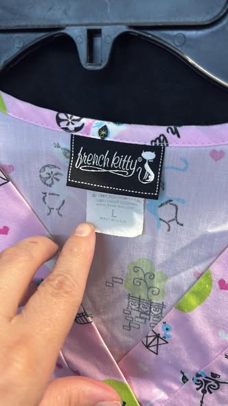 French Kitty size large Scrub Top