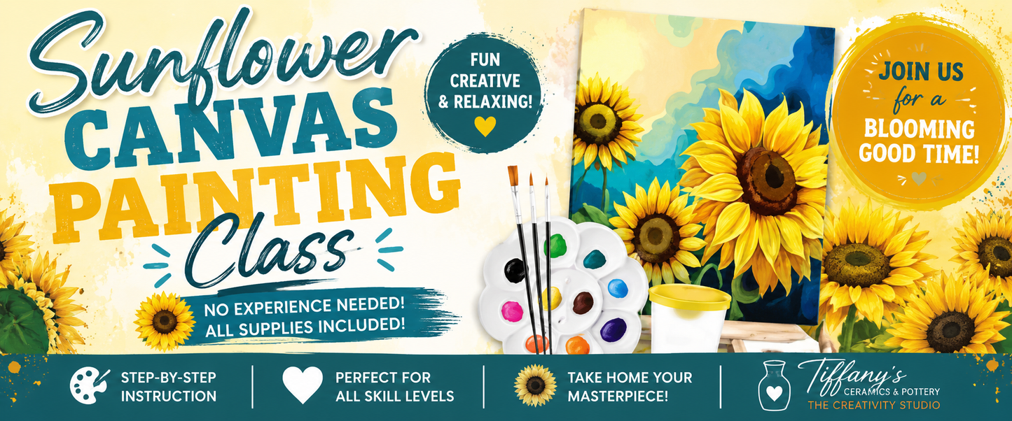 August 15th Saturday 1pm Sunflower Canvas Painting Class
