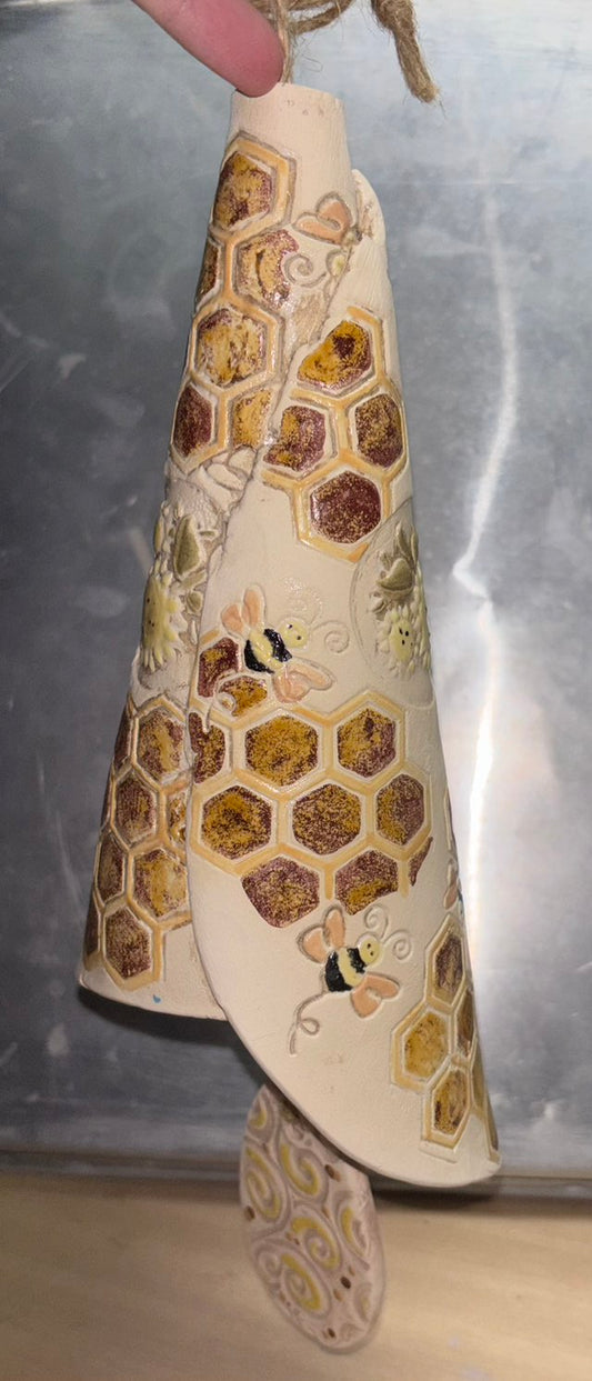 Bee Sunflower Bell Hand Made Pottery Bell