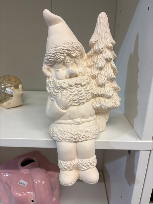 Shelf sitting Santa or Gnome with Tree RtP Ceramics