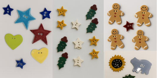 10 UGLY CHRISTMAS SWEATER BUTTONS Kiln Fired & Glaze Fired Pottery